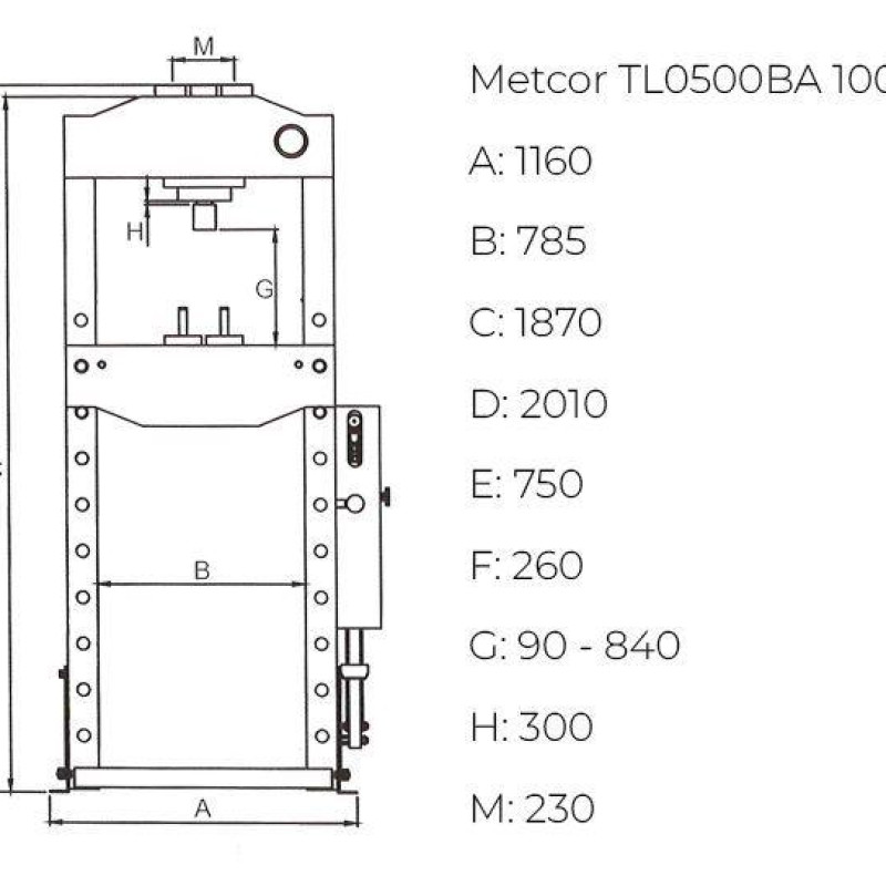 Пневматично-гідравлічний прес METCOR TL0500BA 100 т Пневматично-гідравлічний прес METCOR TL0500BA 100 т